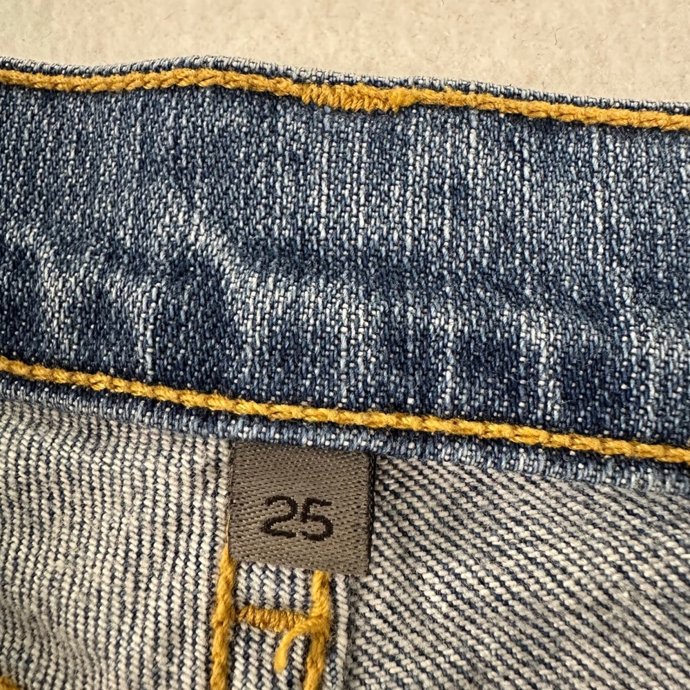 Carmar Denim Distressed Red Star Patch Skinny Jeans Blue Medium Wash Size 25 - Picture 6 of 10